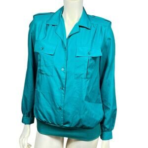 Sheridan Square 80s Green Casual Blouse Top Size 8